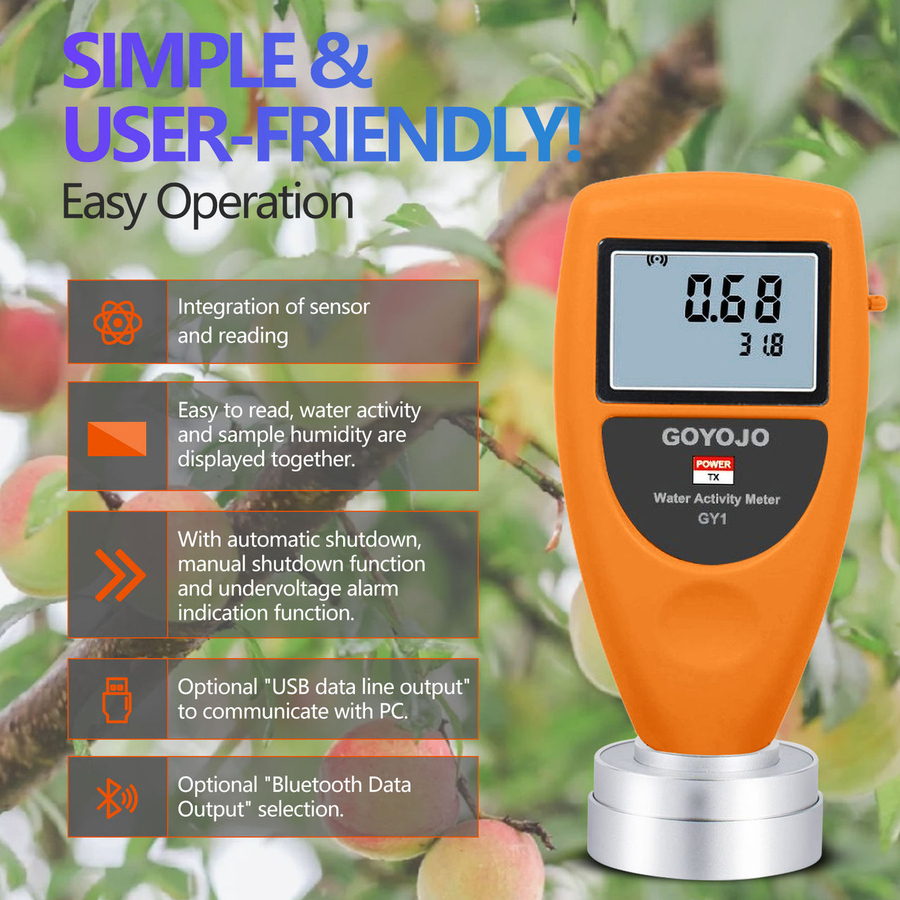 GOYOJO Water Activity Analyzer Monitor 0.02 aw Accuracy | Digital ...