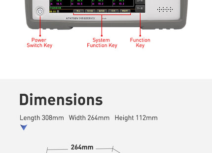 AT4708V 8-Channel Temperature Meter | -200°C to 1300°C