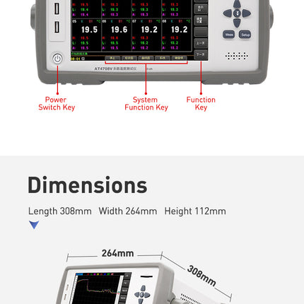 AT4708V 8-Channel Temperature Meter | -200°C to 1300°C